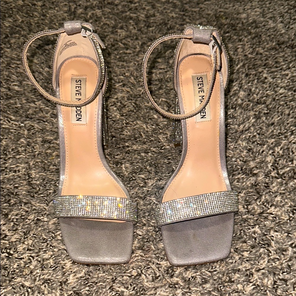 Steve Madden Silver Glitter Heeled Sandals